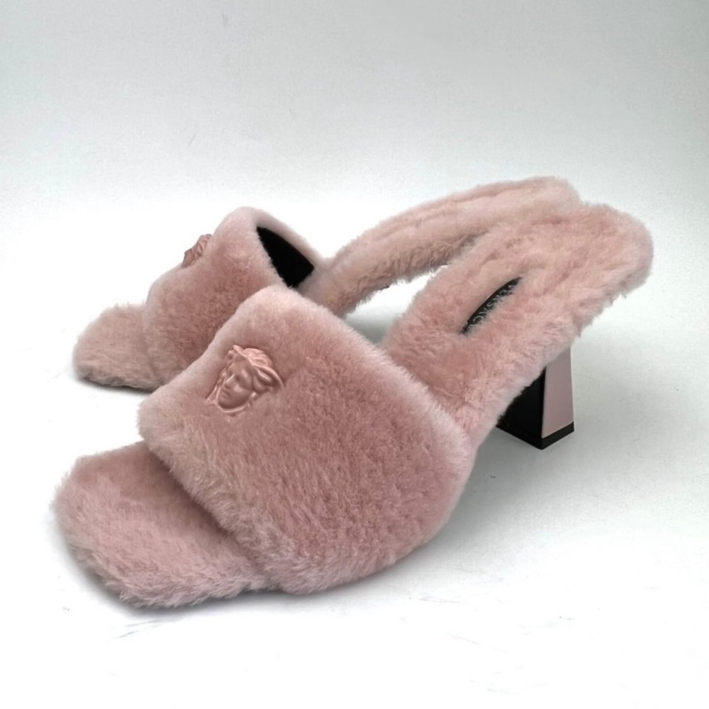 VERSACE La Medusa Faux Fur Slide Sandal sz 9 - Picture 4 of 14